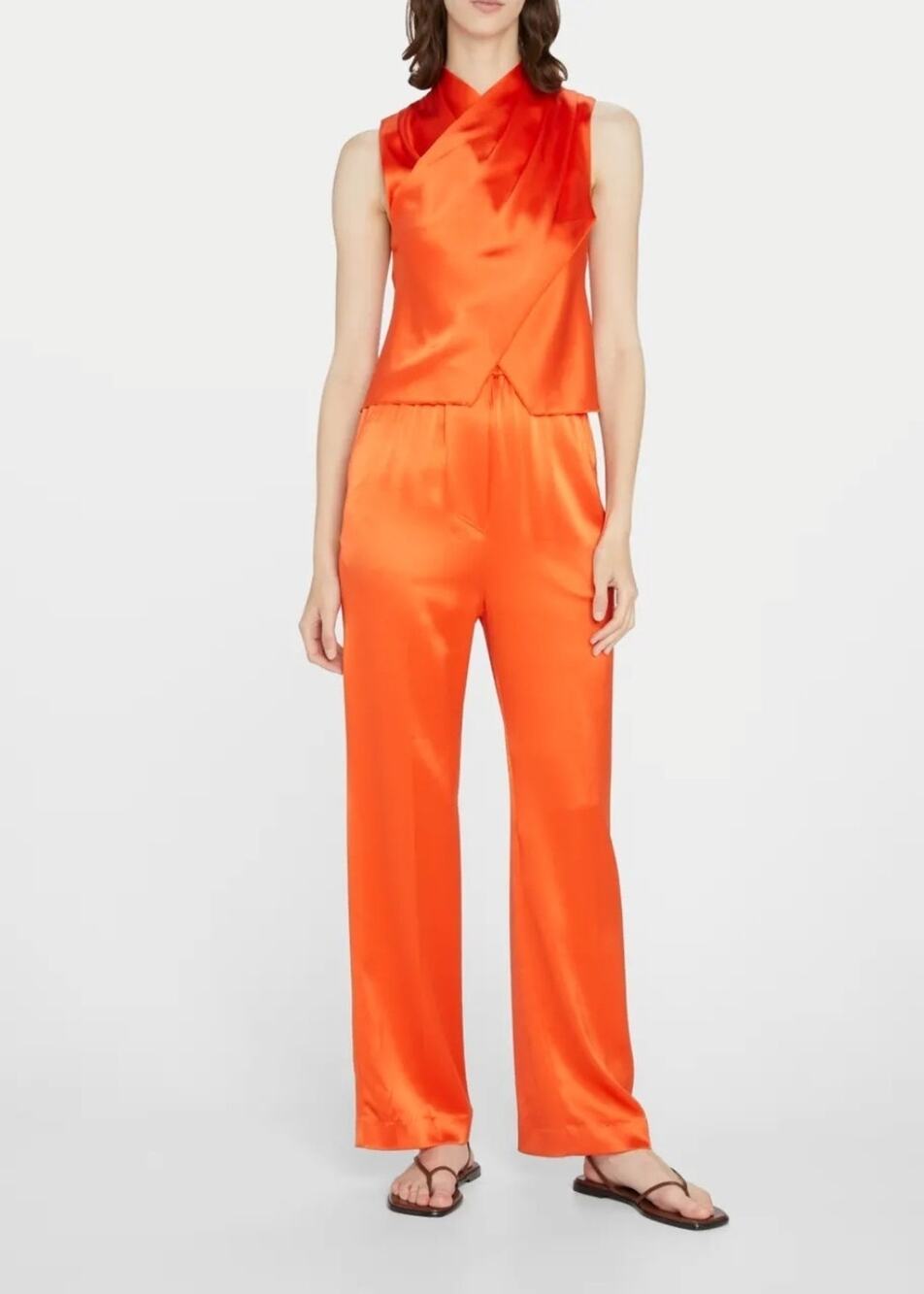 Nanushka Difya Satin Draped Crisscross Top & Millo Pleated Satin Pants S/XXS
